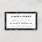 Moderner eleganter Black Marble Pen Nib Beruflich Visitenkarte (Rückseite)