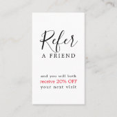 Moderner Eleganter Black Red Bold Beauty Salon Empfehlungskarte (Vorderseite)