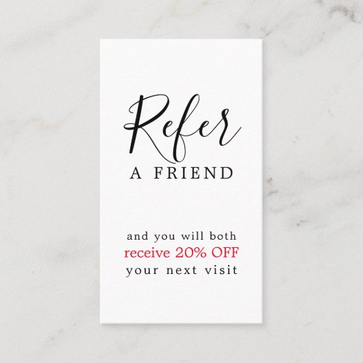 Moderner Eleganter Black Red Bold Beauty Salon Empfehlungskarte (Vorderseite)