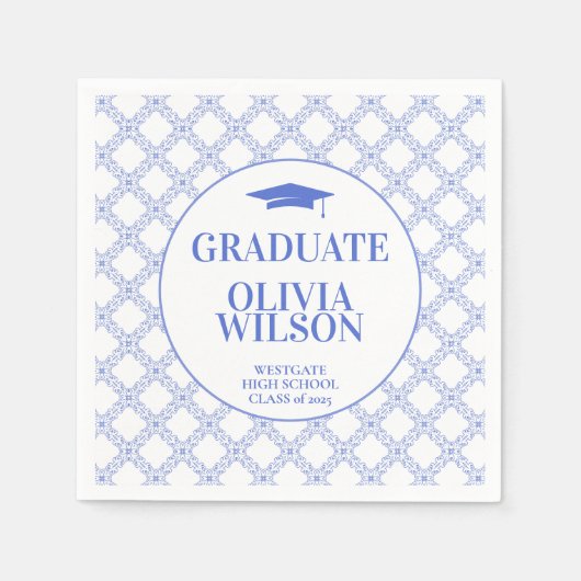 Moderner Eleganter Blauer Abschluss Serviette (Vorderseite)