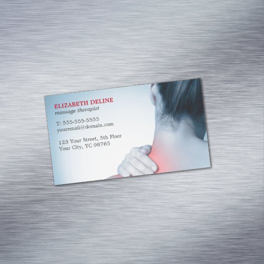 Moderner eleganter blauer Foto-Massage-Therapeut Magnetische Visitenkarte (Beispiel)