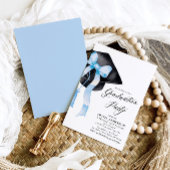 Moderner Eleganter Blue Bow Graduation Cap Abschlu Einladung