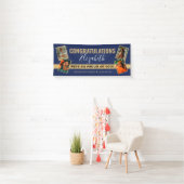 Moderner Eleganter Blue Gold Foto Collage Abschlus Banner (Insitu)