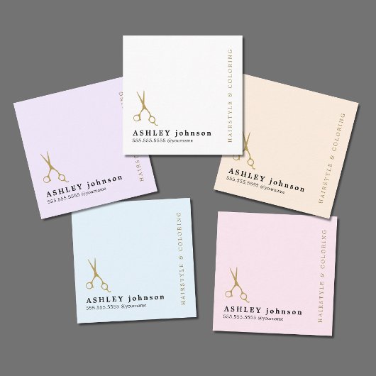 Moderner Eleganter Blue Imitats Gold Schere Friseu Quadratische Visitenkarte