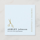 Moderner Eleganter Blue Imitats Gold Schere Friseu Quadratische Visitenkarte (Vorderseite)