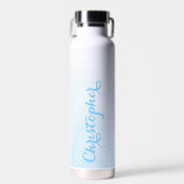 Moderner Eleganter Blue Script Individuelle Name M Trinkflasche (Vorne)