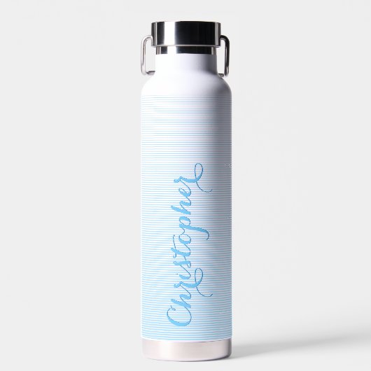 Moderner Eleganter Blue Script Individuelle Name M Trinkflasche (Vorne)