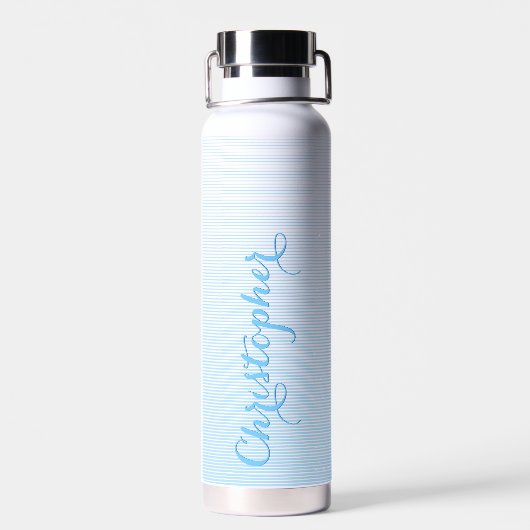 Moderner Eleganter Blue Script Individuelle Name M Trinkflasche (Rückseite)