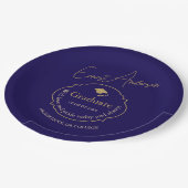 Moderner Eleganter Blue Typografy Graduate Abschlu Pappteller (Schrägansicht)