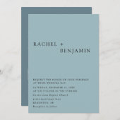 Moderner, eleganter Blue Wedding 2 Sided QR Code Einladung (Vorne/Hinten)