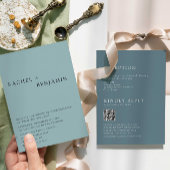 Moderner, eleganter Blue Wedding 2 Sided QR Code Einladung