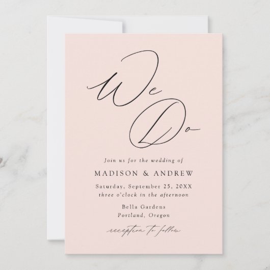 Moderner Eleganter Blush Wir machen Hochzeit Einladung (Vorderseite)