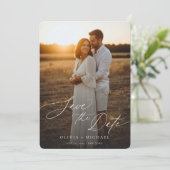 Moderner Eleganter Boho Foto QR-Code Save the Date Einladung (Stehend Vorderseite)