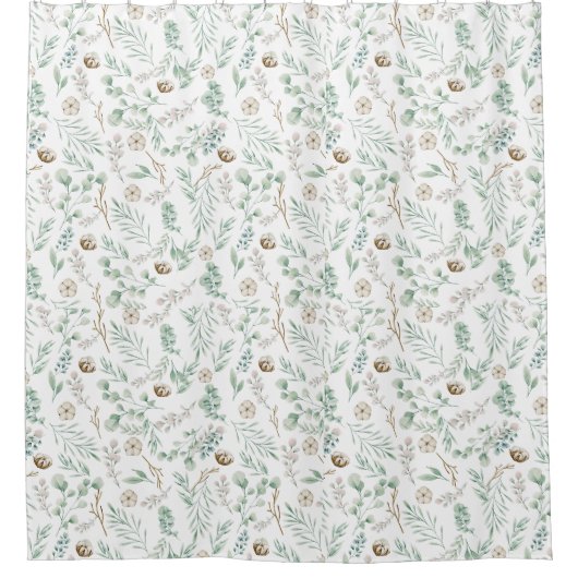 Moderner Eleganter Botanischer Eukalyptus Duschvorhang (Vorderseite)