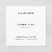 Moderner Eleganter BW Schlicht minimalistischer De Quadratische Visitenkarte (Rückseite)