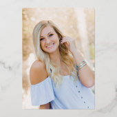 Moderner Eleganter Calligrafy Foto Abschluss Gold Folieneinladung (Rückseite)