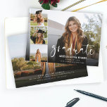 Moderner Eleganter Calligraphy Fun Abschluss Einladung<br><div class="desc">Eine moderne Abschluss-Einladung mit dem Wort "Graduierte" auf der Vorderseite in stilvoller Schrift-Kalligrafie,  plus 4 Ihrer Lieblings-Senior-Fotos. Fügen Sie Ihre eigenen persönlichen Festdetails auf den Rücken oder verließe Sie über ein zusätzliches Foto leer.</div>