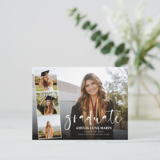 Moderner Eleganter Calligraphy Fun Abschluss Postkarte (Stehend Vorderseite)