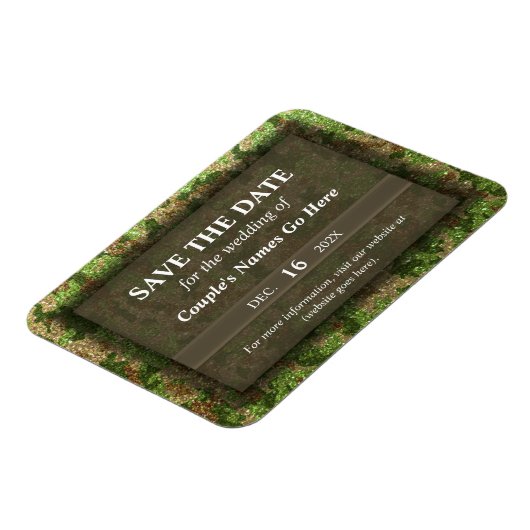 Moderner Eleganter Camouflage Glitzer Save the Dat Magnet (Linke Seite)