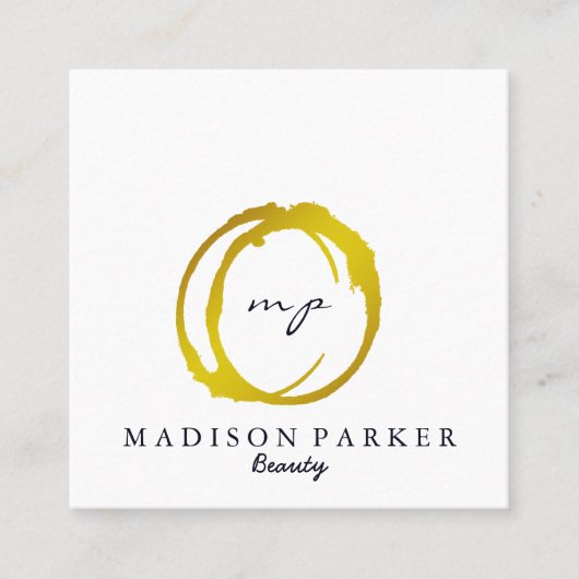 Moderner Eleganter Champagner Abstrakt Beauty Styl Quadratische Visitenkarte (Vorderseite)