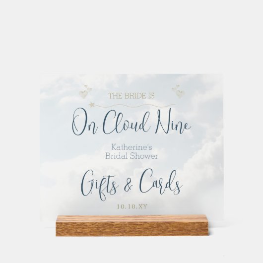 Moderner Eleganter Chic am Cloud Nine Brautparty Acrylschild (Vorderseite)