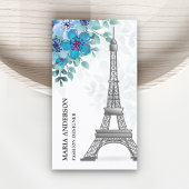 Moderner Eleganter Chic Blue Floral Paris Eiffeltu Visitenkarte