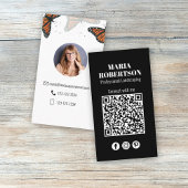 Moderner Eleganter Chic Butterflies Nature QR Code Visitenkarte
