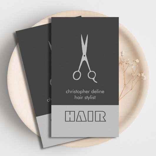 Moderner Eleganter Chic Silver Gray Hair Stylist Visitenkarte