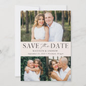 Moderner Eleganter Creme 3 Foto QR Code Save The Date (Vorderseite)