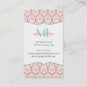 Moderner eleganter Damast korallenrotes Paisley Visitenkarte (Rückseite)