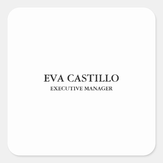 Moderner Eleganter, einfacher Manager Quadratischer Aufkleber (Vorderseite)