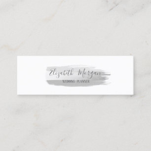 Moderner Eleganter, einfacher, silberner Pinselstr Mini Visitenkarte