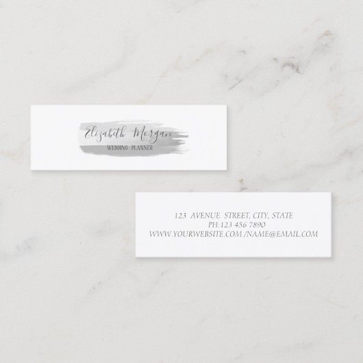 Moderner Eleganter, einfacher, silberner Pinselstr Mini Visitenkarte (Vorne/Hinten)