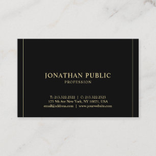 Moderner, eleganter, einfacher Template Gold Text  Visitenkarte