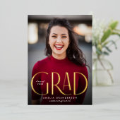 Moderner Eleganter einfacher Typ Foto Abschluss Folieneinladung (Stehend vorne)