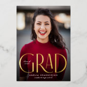 Moderner Eleganter einfacher Typ Zwei Foto Abschlu Folieneinladung (Vorderseite)