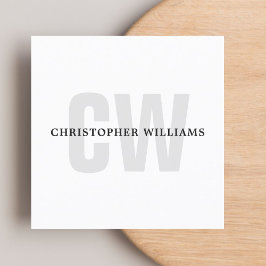 Moderner, eleganter, einfacher White Monogram Cons Quadratische Visitenkarte