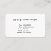 Moderner Eleganter Einfaches Foto Nageltechniker Visitenkarte (Rückseite)