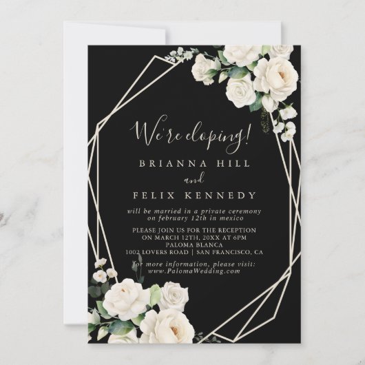 Moderner Eleganter Elfenbeinblume Empfang Einladung (Vorderseite)