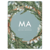 Moderner eleganter eukalyptus-botanischer Kranz Klemmbrett (Rückseite)