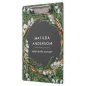 Moderner eleganter eukalyptus-botanischer Kranz Klemmbrett (Links)