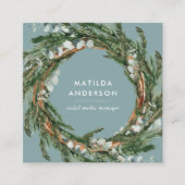 Moderner eleganter Eukalyptus-botanischer Kranz Quadratische Visitenkarte (Vorderseite)