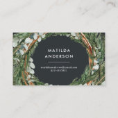 Moderner eleganter eukalyptus-botanischer Kranz Visitenkarte (Rückseite)