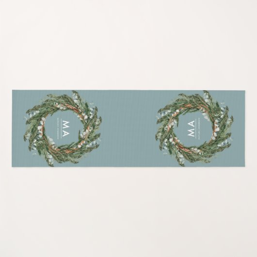 Moderner eleganter eukalyptus-botanischer Kranz Yogamatte (Vorderseite (Horizontal))