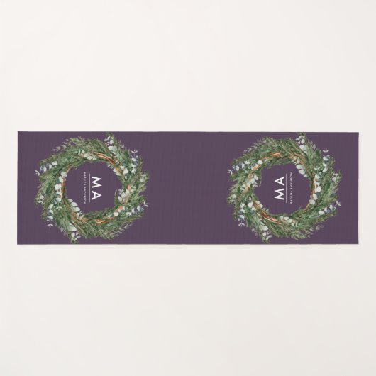 Moderner eleganter eukalyptus-botanischer Kranz Yogamatte (Vorderseite (Horizontal))