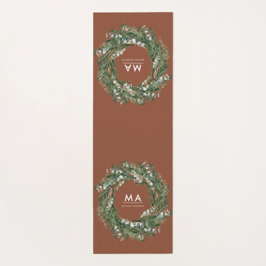 Moderner eleganter eukalyptus-botanischer Kranz Yogamatte (Rückseite)