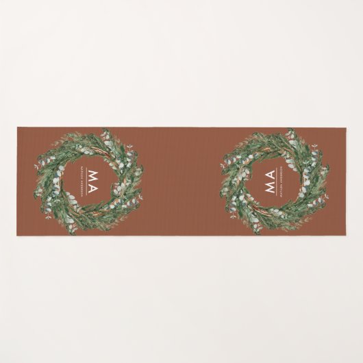 Moderner eleganter eukalyptus-botanischer Kranz Yogamatte (Vorderseite (Horizontal))