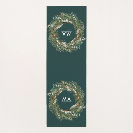 Moderner eleganter eukalyptus-botanischer Kranz Yogamatte (Rückseite)