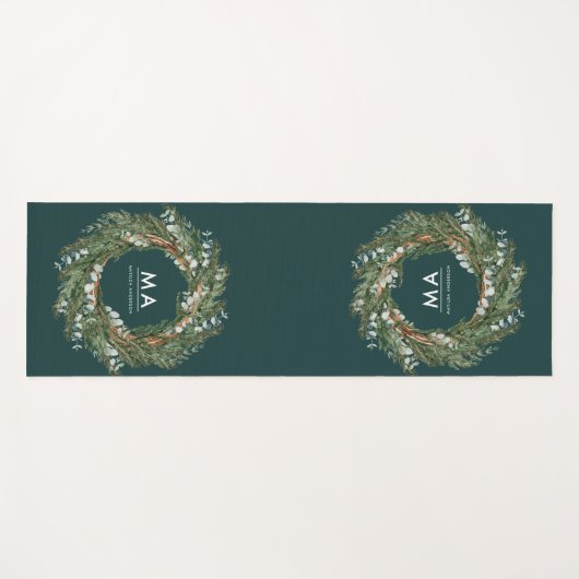 Moderner eleganter eukalyptus-botanischer Kranz Yogamatte (Vorderseite (Horizontal))