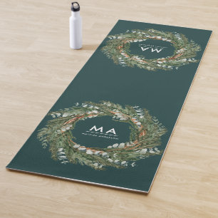 Moderner eleganter eukalyptus-botanischer Kranz Yogamatte